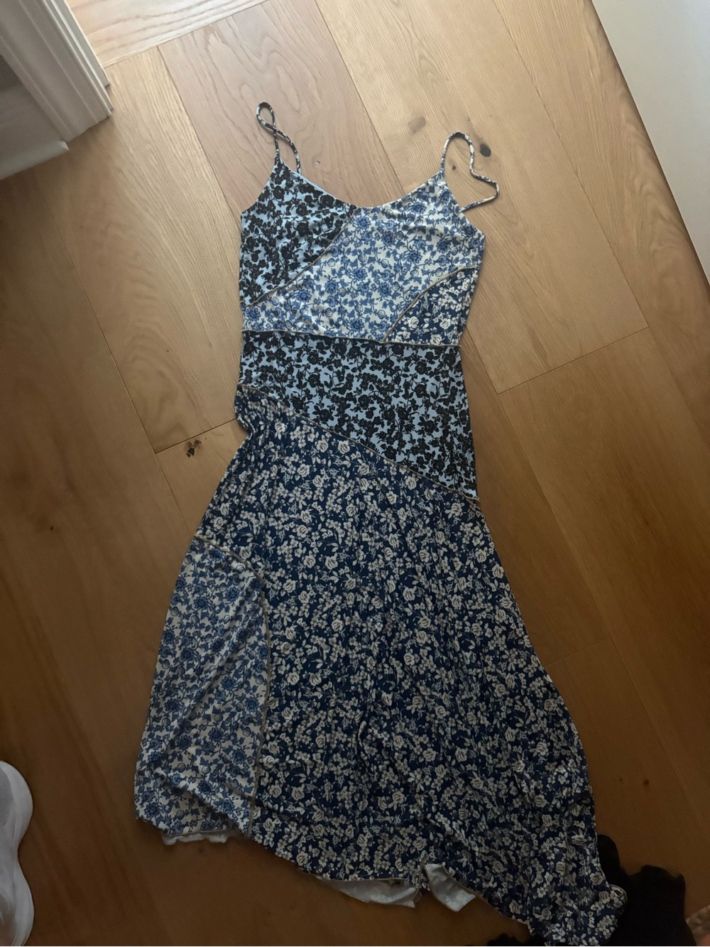 Asymmetrical blue flower Mango dress size small/medium